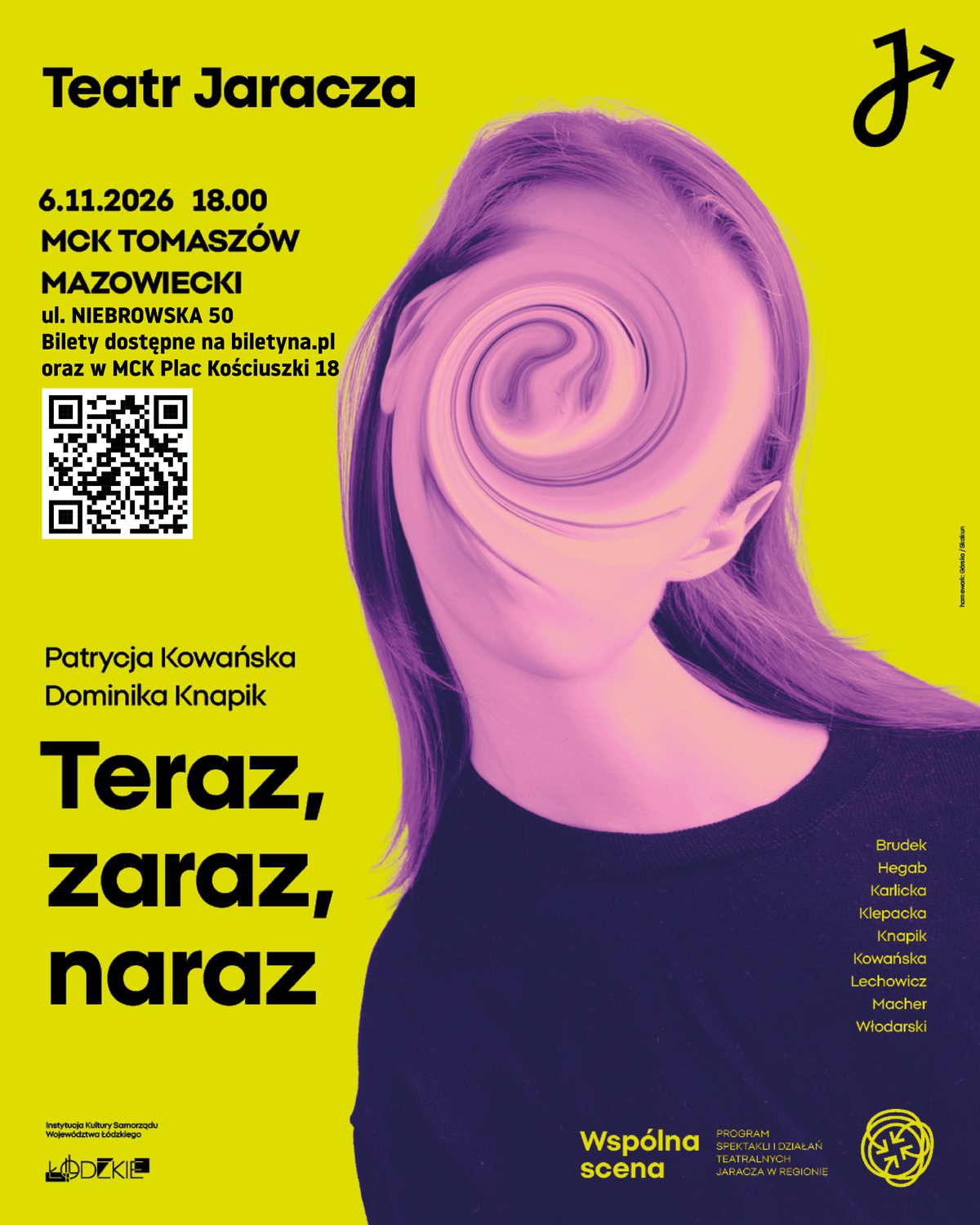 Na zdjęciu plakat teatralny przedstawiający dziewczynę z rozmazaną, zawirowaną twarzą - plakat spektaklu poruszającego temat ADHD, neuroróżnorodności oraz społecznych oczekiwań